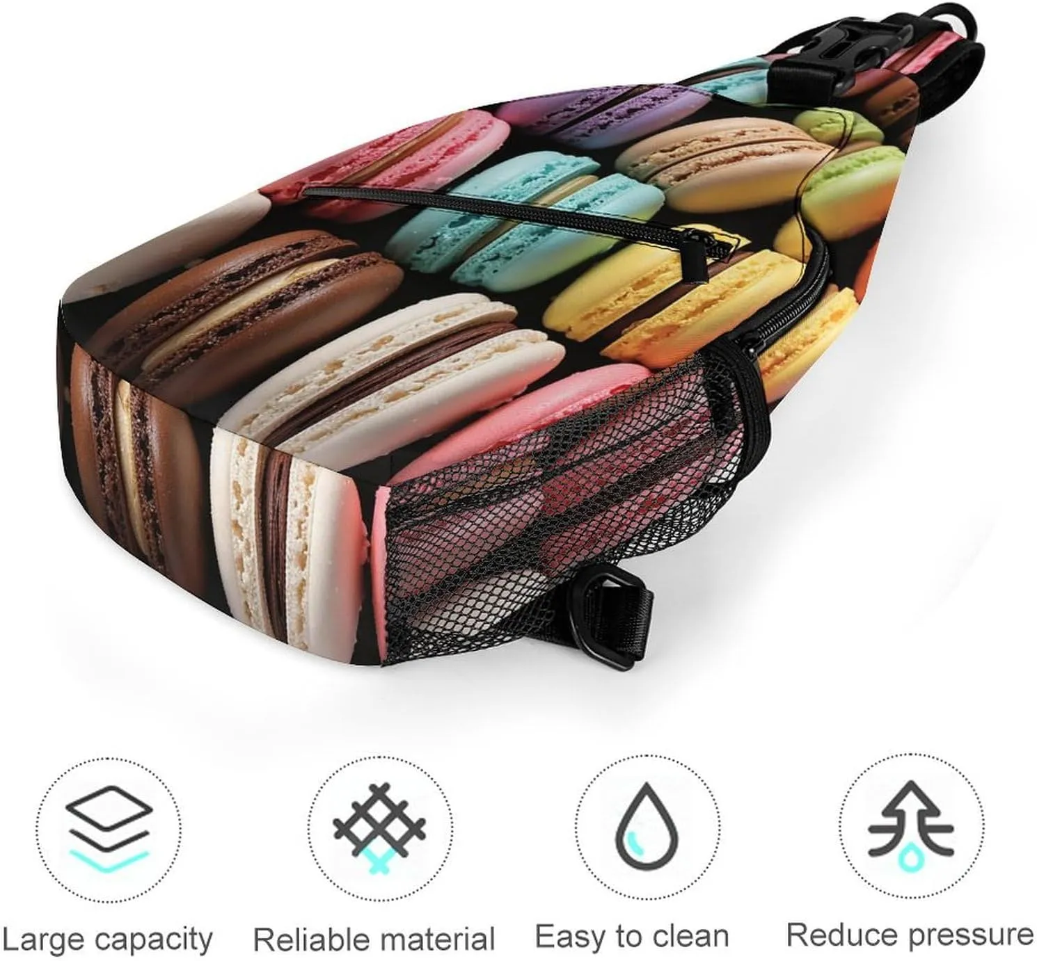 Sling Bag for Women Men Macaron Biscuit Flavored Pastries Travel Hiking Backpack Crossbody Shoulder Chest Bags Casual Daypack
