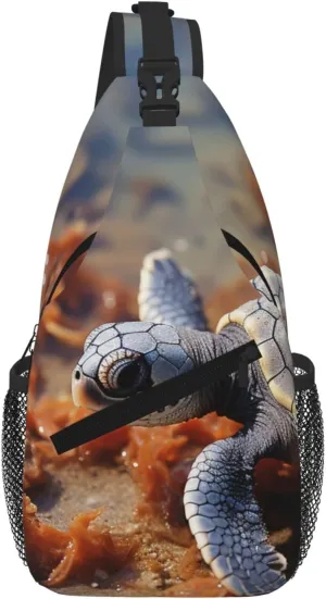 Sling Bag For Women Men Travel Hiking Backpack Crossbody Shoulder Chest Bags Cut Baby Sea Turtle Casual Daypack