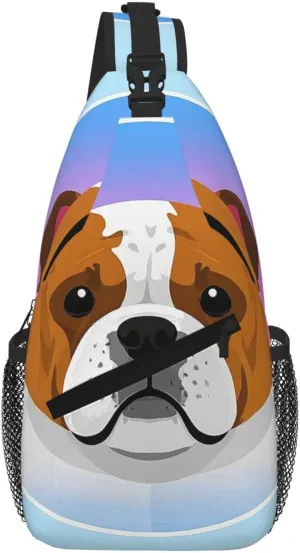 Sling Bag For Women Men Travel Hiking Backpack Crossbody Shoulder Chest Bags Cute Pet Bulldog Dog Pattern Casual Daypack