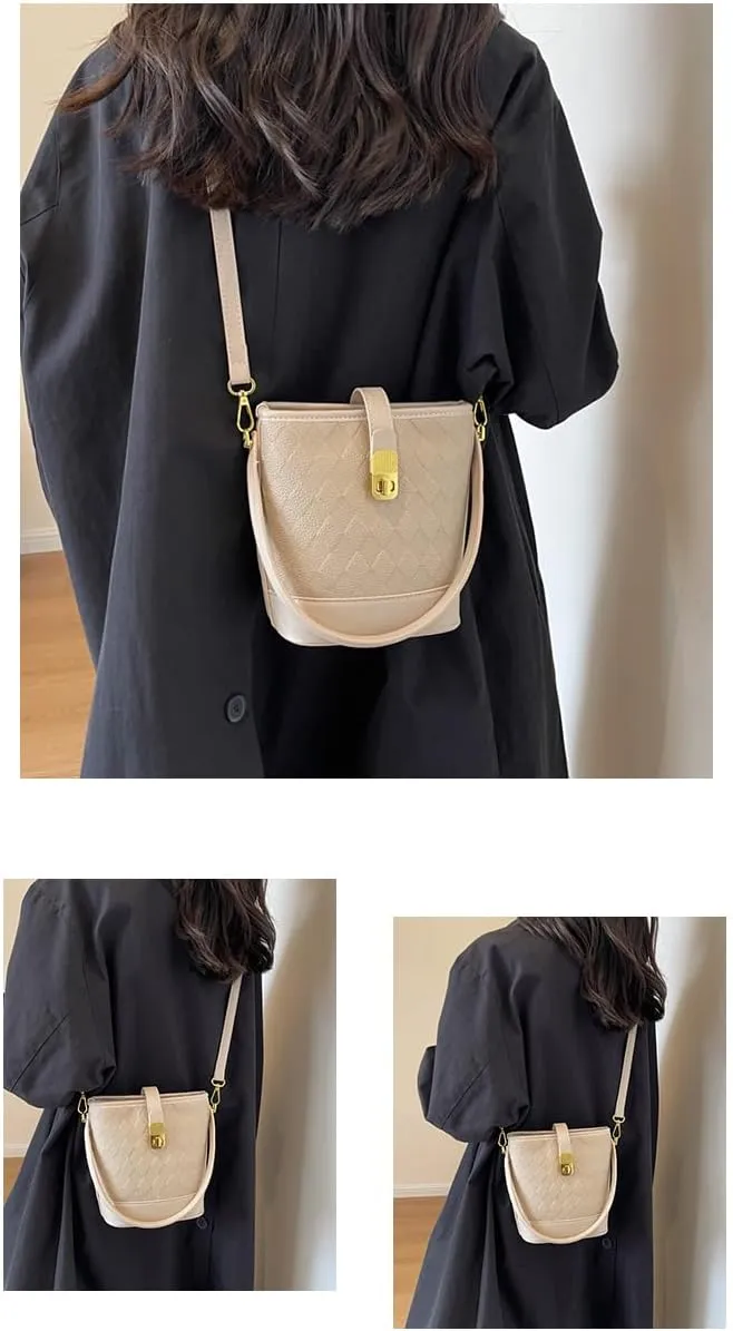 Small Bucket Bag for Women Cute Shoulder Bag Crossbody Bag Classic Handbag with Zipper Closure