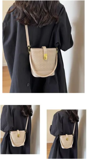 Small Bucket Bag for Women Cute Shoulder Bag Crossbody Bag Classic Handbag with Zipper Closure