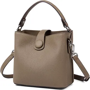Small Bucket Bag for Women Genuine Leather Handbag Satchel Bag Small Purse for Women Top-Handle Bag Mini Crossbody Hand Bag