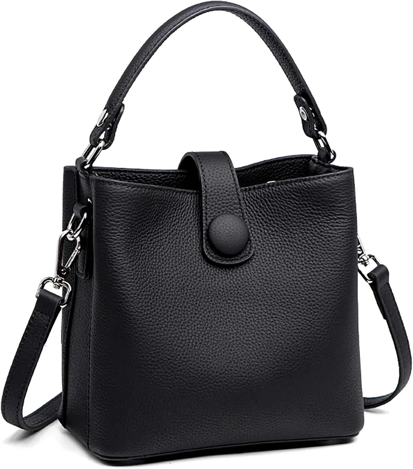 Small Bucket Bag for Women Genuine Leather Handbag Satchel Bag Small Purse for Women Top-Handle Bag Mini Crossbody Hand Bag