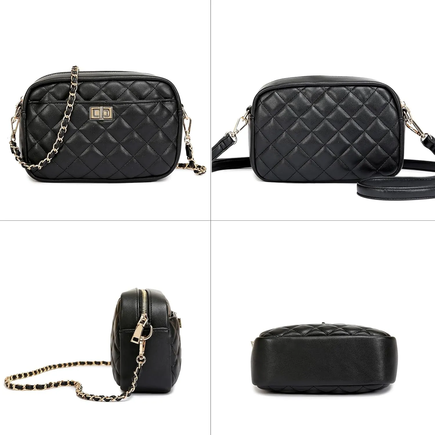 Small Crossbody Bag with Wide Guitar Strap Camera Purse Shoulder Handbag Satchel