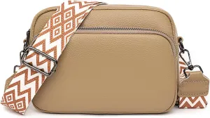 Small Crossbody Bag with Wide Guitar Strap Camera Purse Shoulder Handbag Satchel