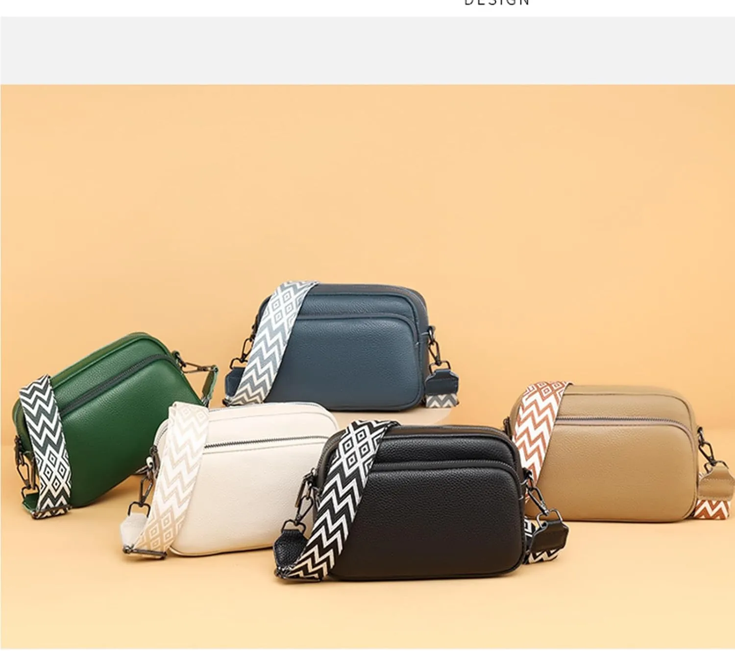 Small Crossbody Bag with Wide Guitar Strap Camera Purse Shoulder Handbag Satchel