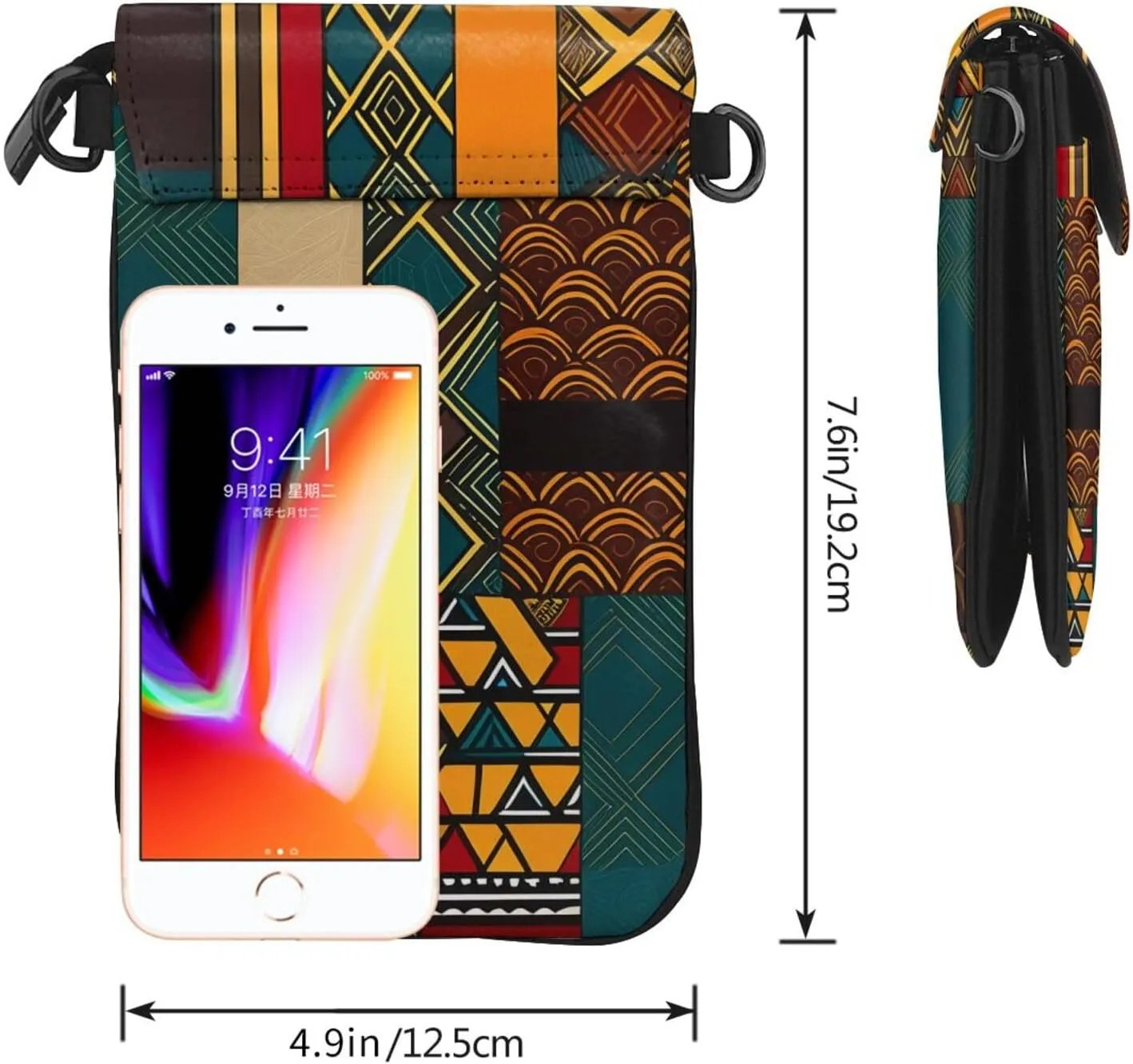 Small Crossbody Bags for Women,Leather Shoulder Bag for Cell Phone Purse with Strap and Wooden Bridge Printed