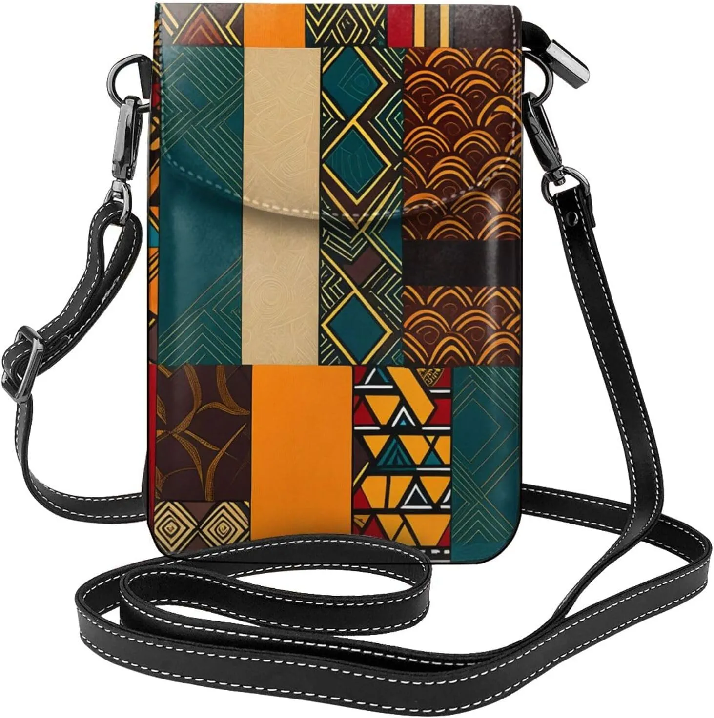 Small Crossbody Bags for Women,Leather Shoulder Bag for Cell Phone Purse with Strap and Wooden Bridge Printed