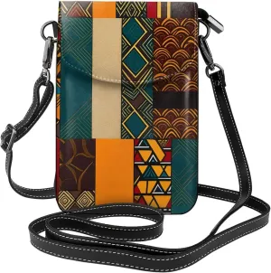 Small Crossbody Bags for Women,Leather Shoulder Bag for Cell Phone Purse with Strap and Wooden Bridge Printed