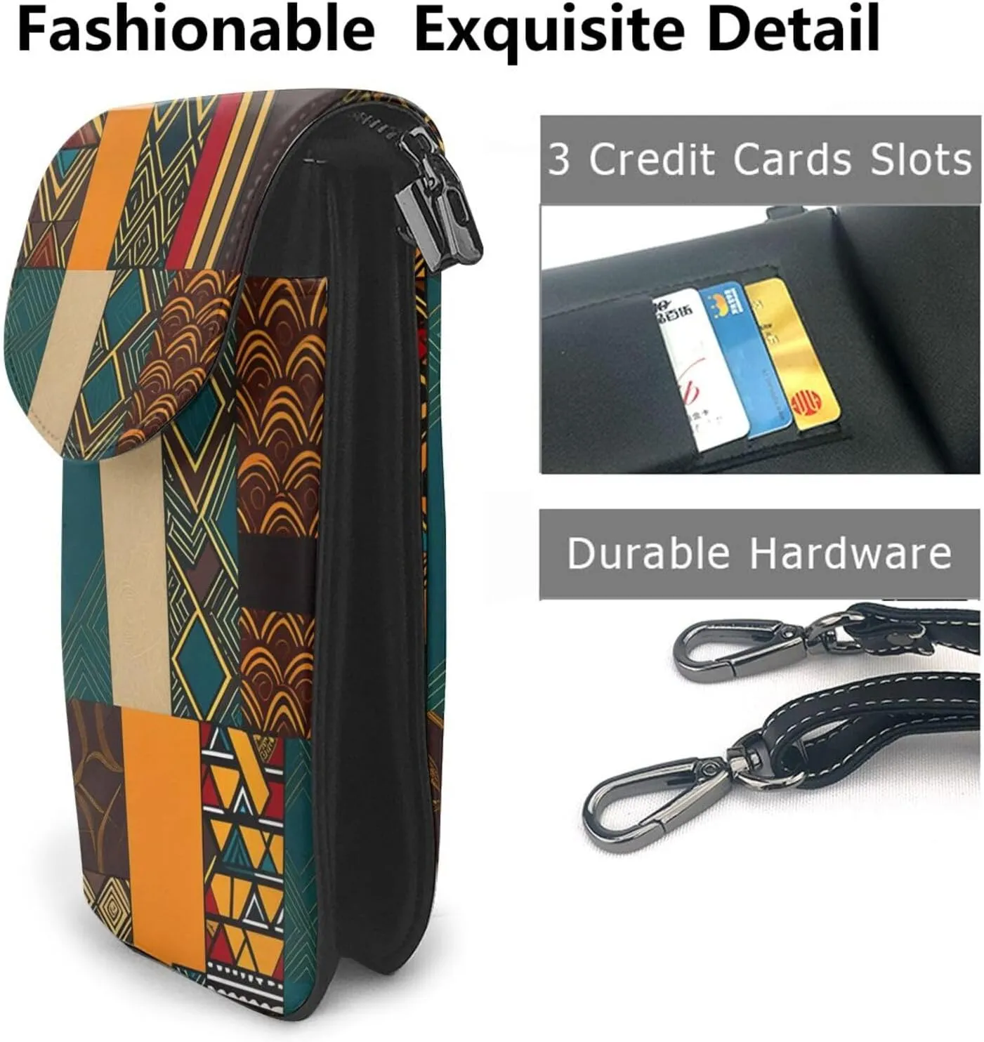 Small Crossbody Bags for Women,Leather Shoulder Bag for Cell Phone Purse with Strap and Wooden Bridge Printed