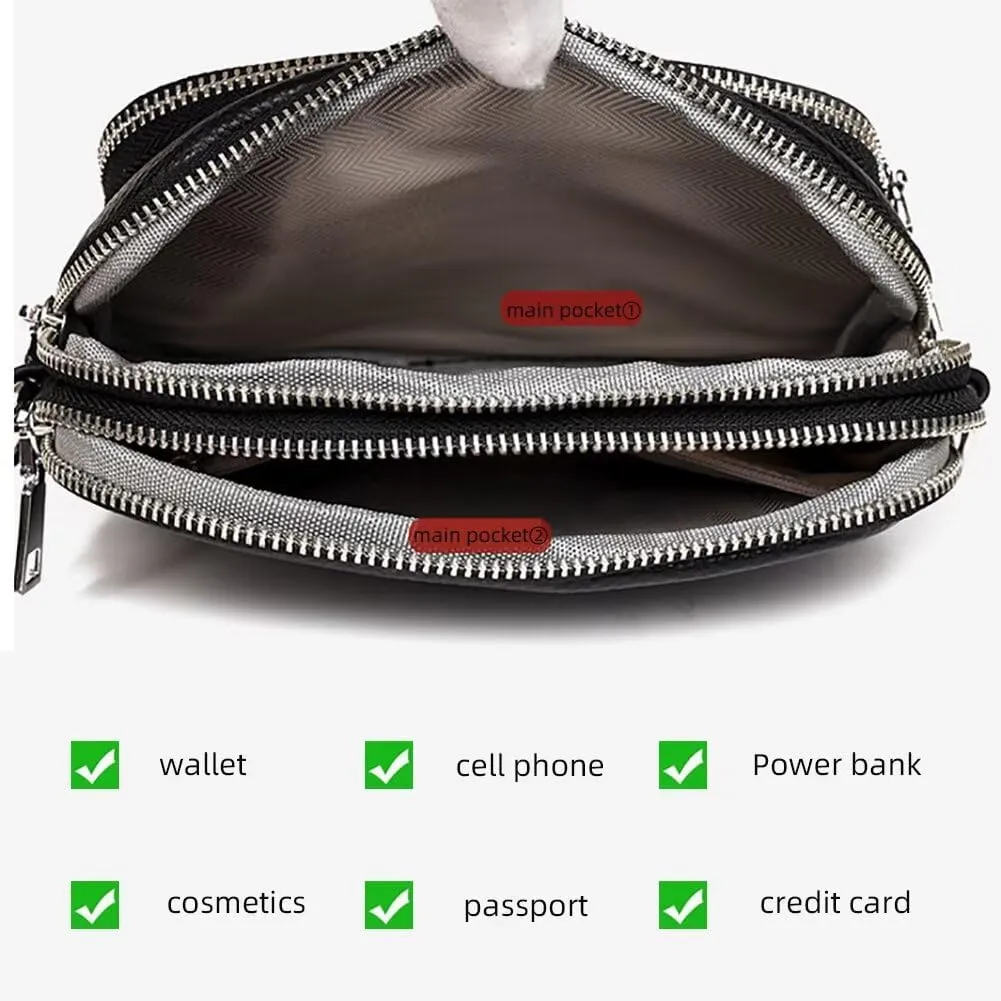 Small Crossbody Purse for Women Multi-pockets Shoulder Bag Lightweight Travel Purse Leather Camera Bag with Wide Strap