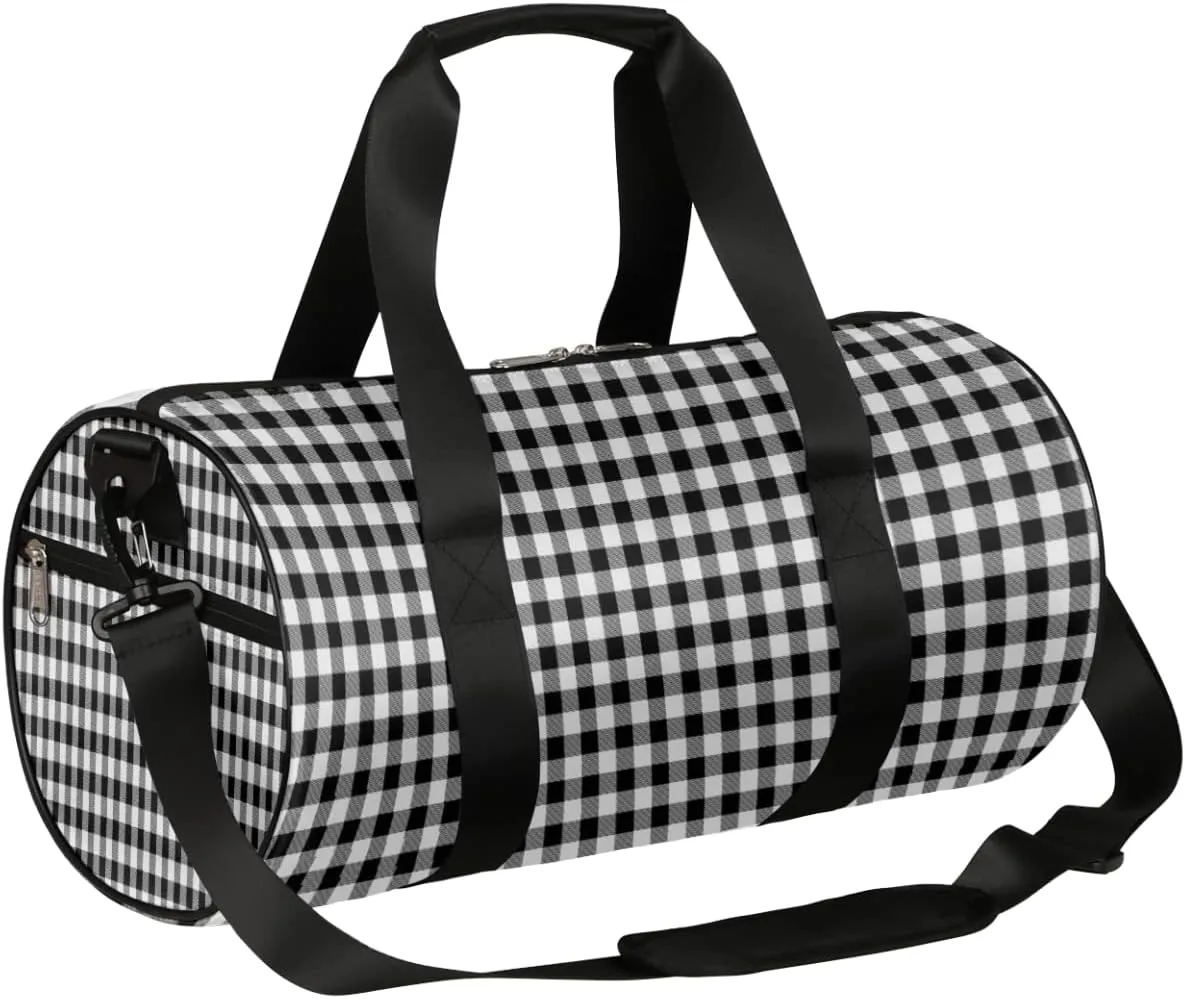 Small Gym Duffel Bags 17.8×9×9 Classic Plaid Pretty Gym Bag for Men Women Overnight Weekender Bag Lightweight Sport Duffle Bag Carry On Gymbag