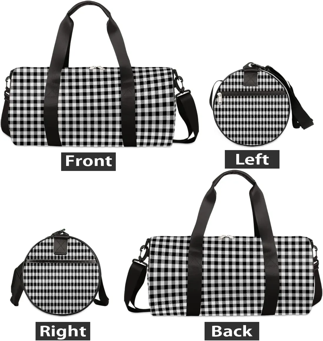 Small Gym Duffel Bags 17.8×9×9 Classic Plaid Pretty Gym Bag for Men Women Overnight Weekender Bag Lightweight Sport Duffle Bag Carry On Gymbag