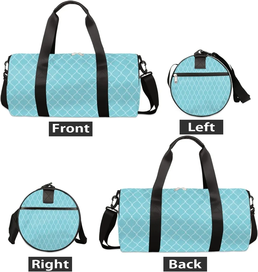 Small Gym Duffel Bags 17.8×9×9 Classic Turquoise Pattern Gym Bag for Men Women Overnight Weekender Bag Lightweight Sport Duffle Bag Carry On Gymbag
