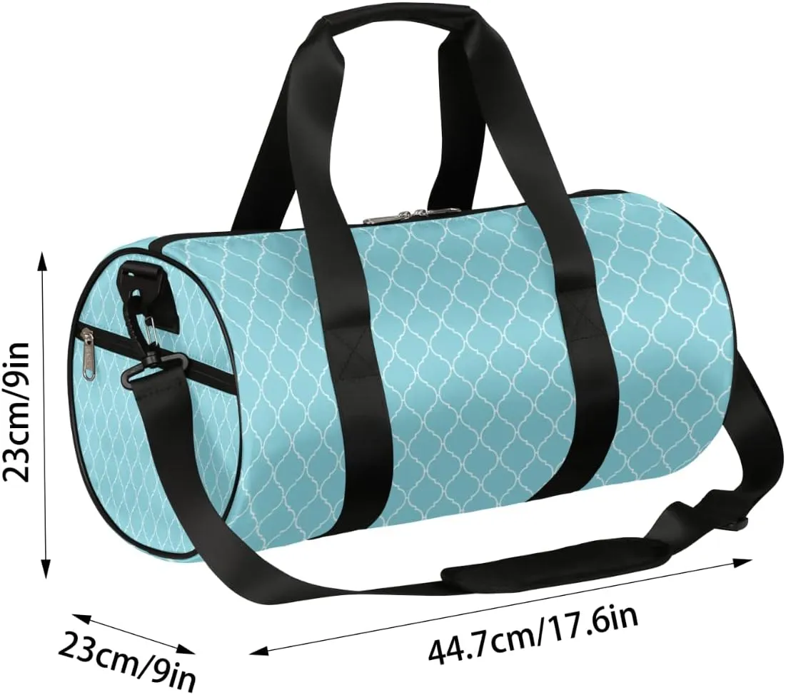 Small Gym Duffel Bags 17.8×9×9 Classic Turquoise Pattern Gym Bag for Men Women Overnight Weekender Bag Lightweight Sport Duffle Bag Carry On Gymbag