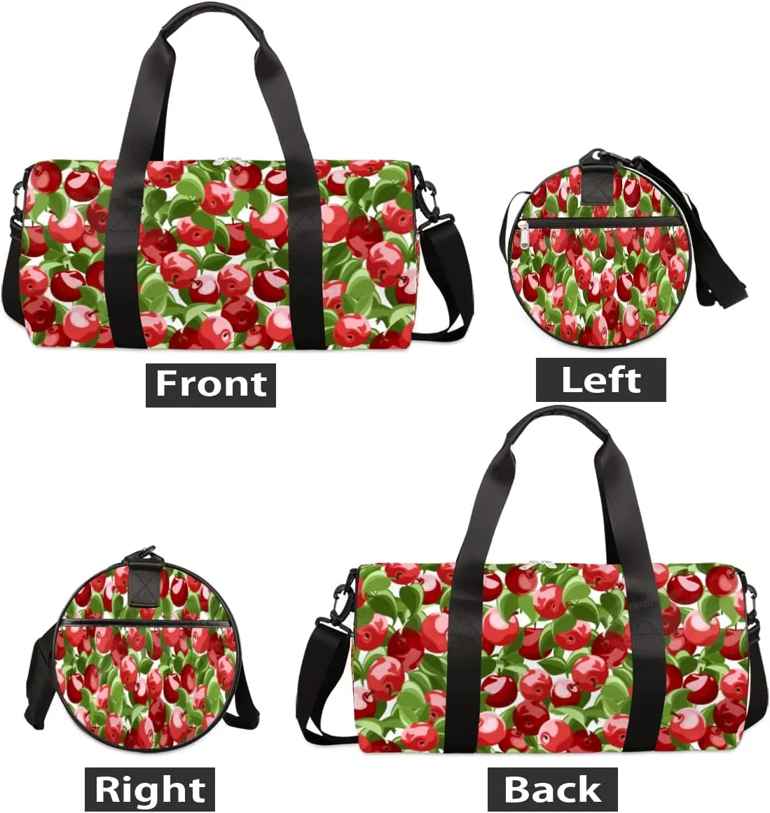 Small Gym Duffel Bags 17.8×9×9 Crisp Cherry Gym Bag for Men Women Overnight Weekender Bag Lightweight Sport Duffle Bag Carry On Gymbag