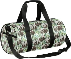 Small Gym Duffel Bags 17.8×9×9 Cute Panda Bamboo Gym Bag for Men Women Overnight Weekender Bag Lightweight Sport Duffle Bag Carry On Gymbag