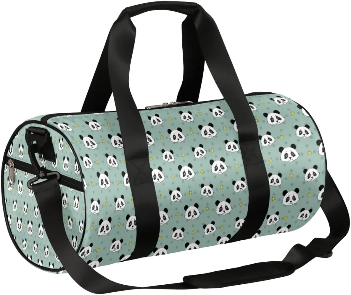Small Gym Duffel Bags 17.8×9×9 Cute Panda Gym Bag for Men Women Overnight Weekender Bag Lightweight Sport Duffle Bag Carry On Gymbag