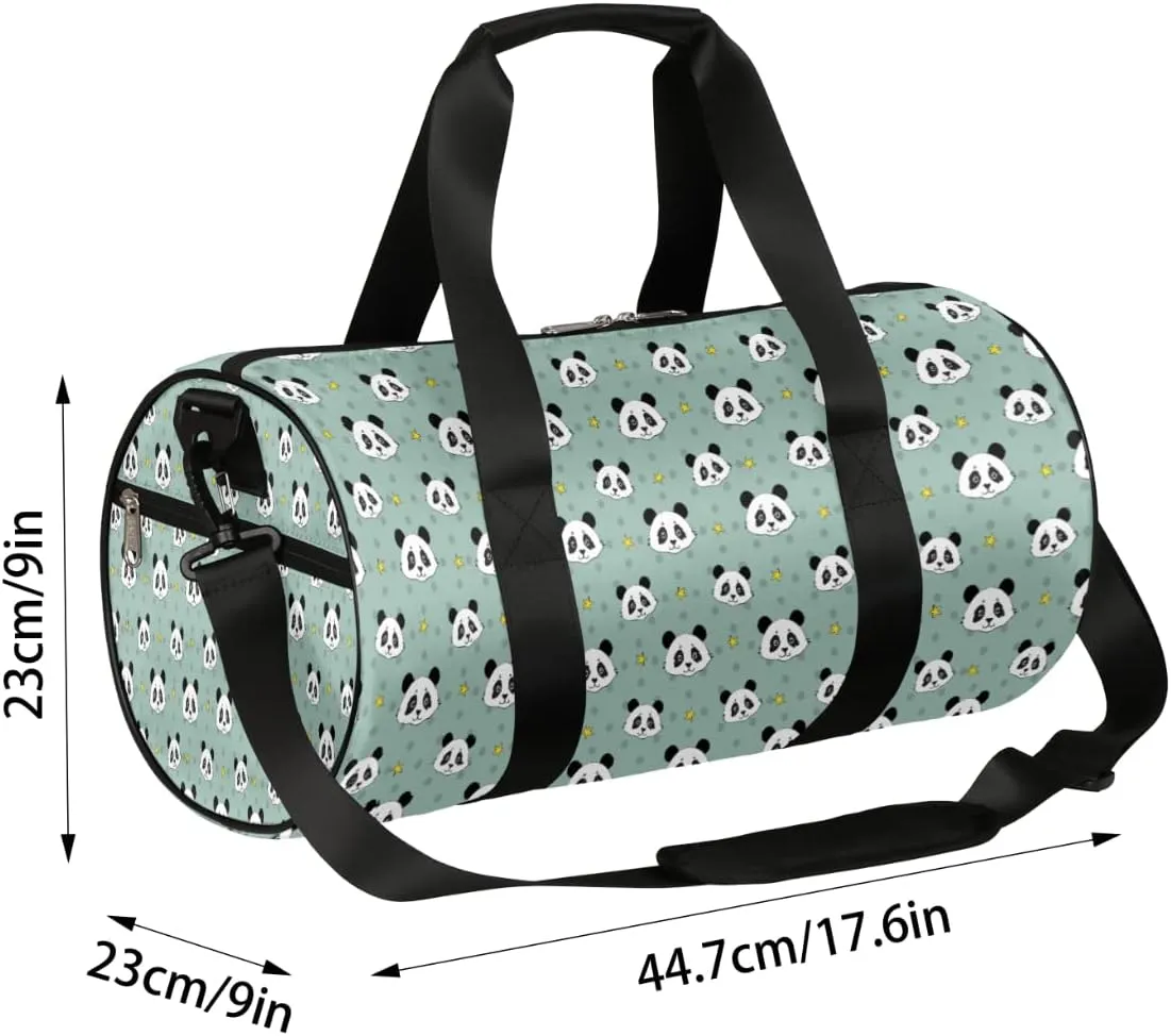 Small Gym Duffel Bags 17.8×9×9 Cute Panda Gym Bag for Men Women Overnight Weekender Bag Lightweight Sport Duffle Bag Carry On Gymbag