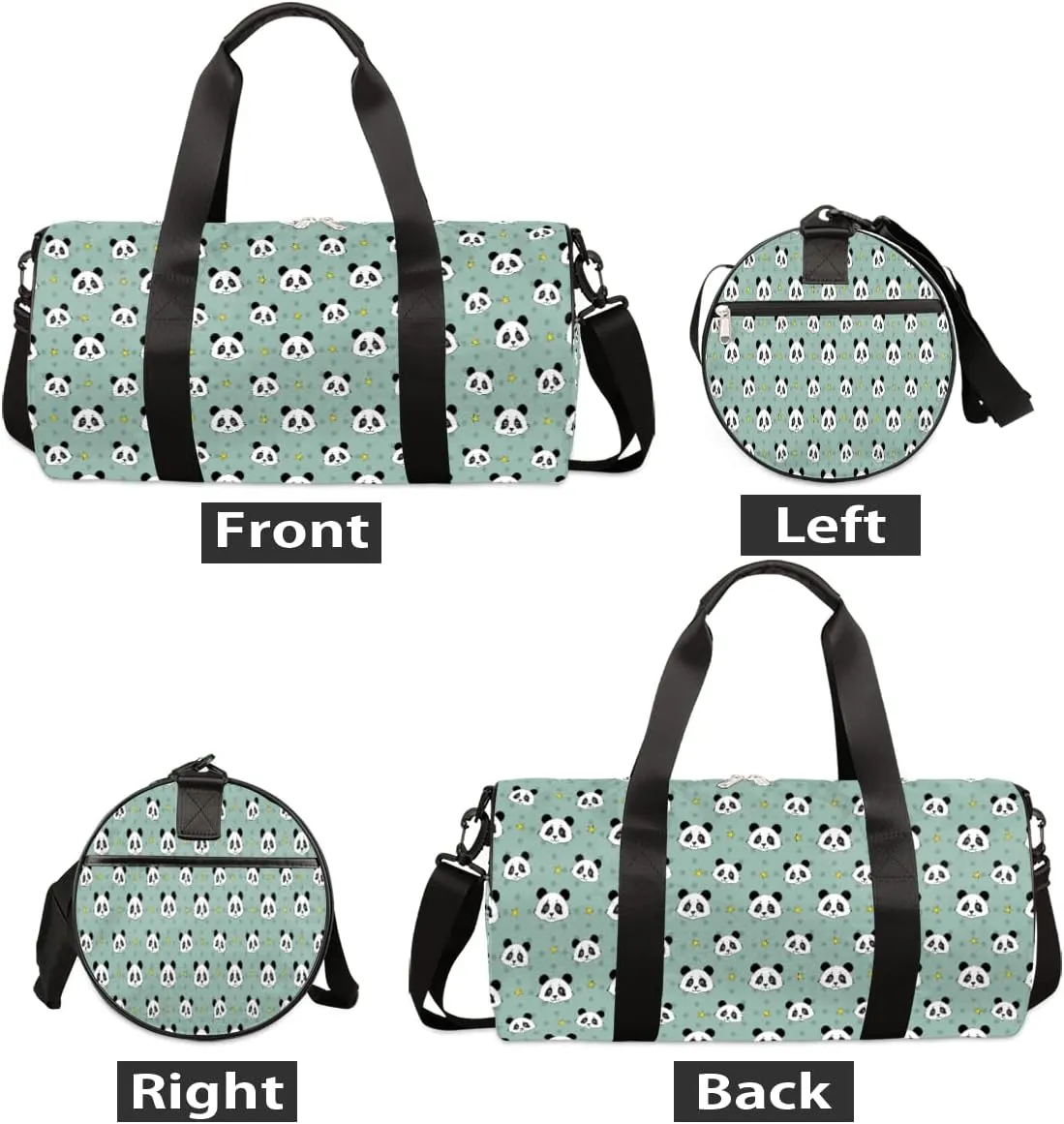 Small Gym Duffel Bags 17.8×9×9 Cute Panda Gym Bag for Men Women Overnight Weekender Bag Lightweight Sport Duffle Bag Carry On Gymbag