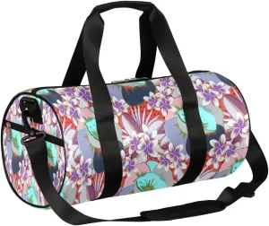 Small Gym Duffel Bags 17.8×9×9 Ethnic Tribal Flower Gym Bag for Men Women Overnight Weekender Bag Lightweight Sport Duffle Bag Carry On Gymbag