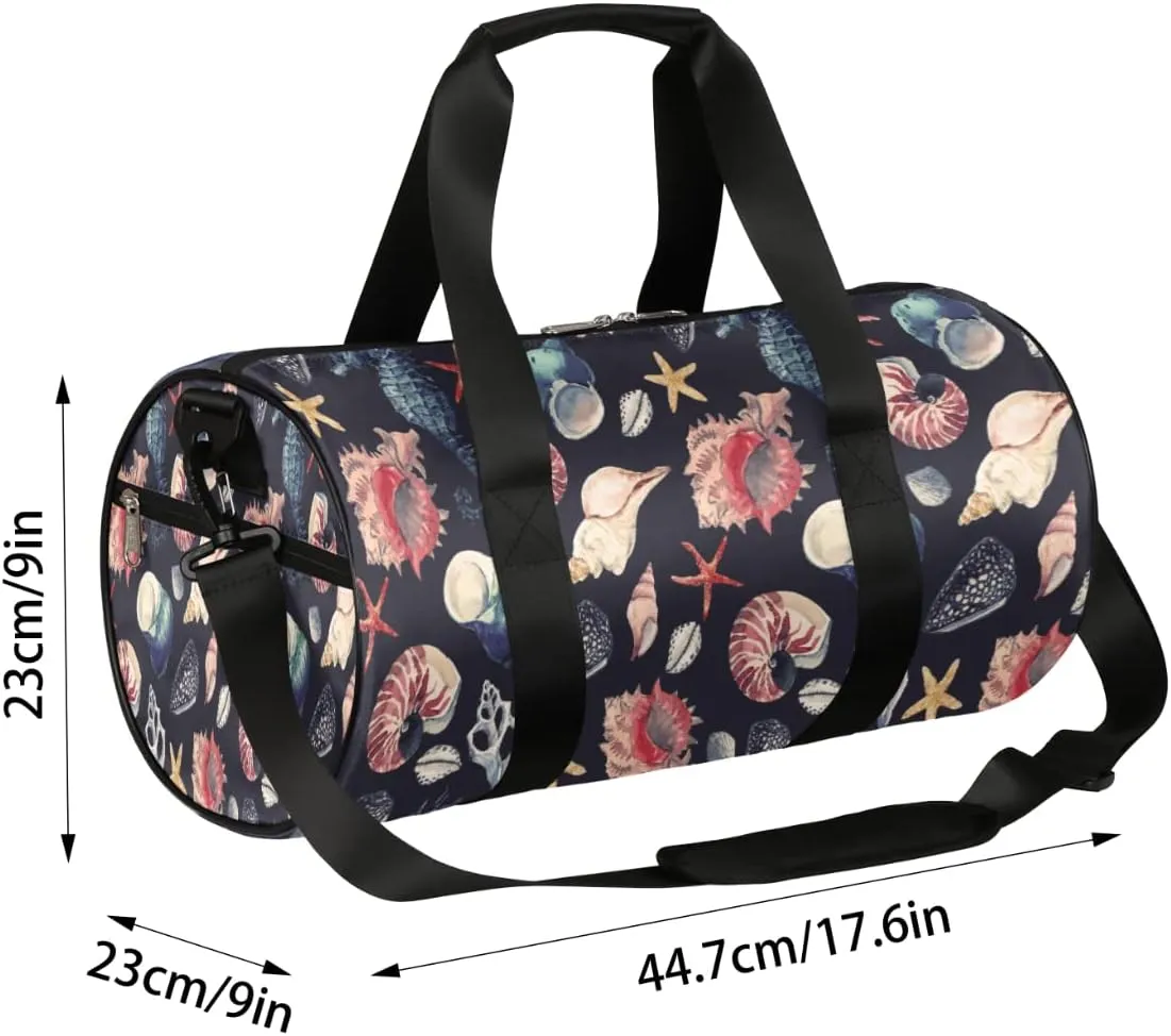Small Gym Duffel Bags 17.8×9×9 Marine Pattern Dark Gym Bag for Men Women Overnight Weekender Bag Lightweight Sport Duffle Bag Carry On Gymbag