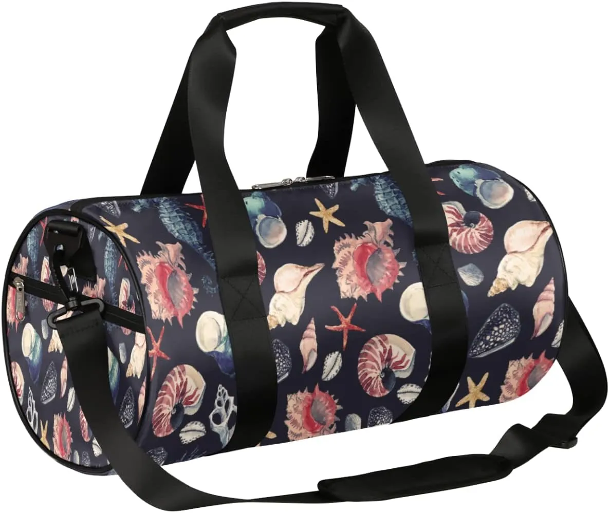 Small Gym Duffel Bags 17.8×9×9 Marine Pattern Dark Gym Bag for Men Women Overnight Weekender Bag Lightweight Sport Duffle Bag Carry On Gymbag