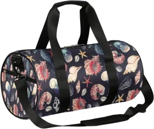 Small Gym Duffel Bags 17.8×9×9 Marine Pattern Dark Gym Bag for Men Women Overnight Weekender Bag Lightweight Sport Duffle Bag Carry On Gymbag