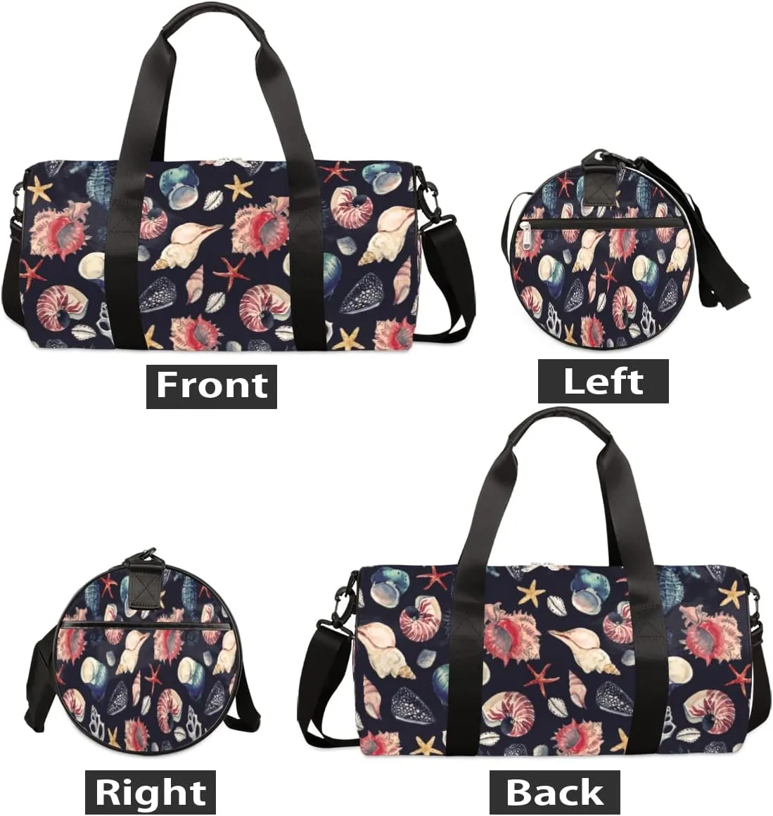 Small Gym Duffel Bags 17.8×9×9 Marine Pattern Dark Gym Bag for Men Women Overnight Weekender Bag Lightweight Sport Duffle Bag Carry On Gymbag