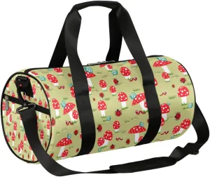 Small Gym Duffel Bags 17.8×9×9 Mushroom Amanita Snails Gym Bag for Men Women Overnight Weekender Bag Lightweight Sport Duffle Bag Carry On Gymbag
