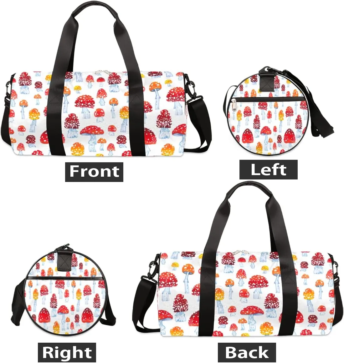 Small Gym Duffel Bags 17.8×9×9 Mushroom Watercolor Abstract Gym Bag for Men Women Overnight Weekender Bag Lightweight Sport Duffle Bag Carry On Gymbag