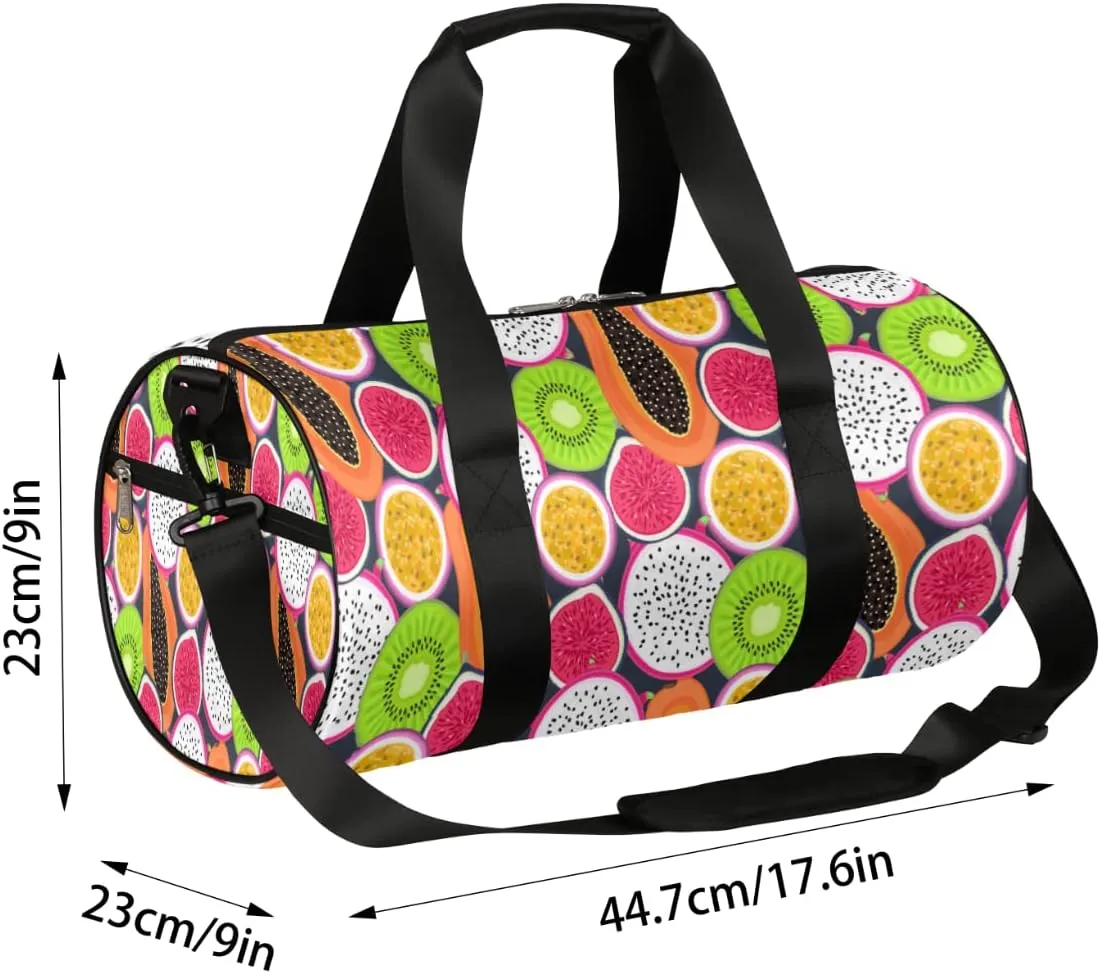 Small Gym Duffel Bags 17.8×9×9 Tropic Fruit Slice Gym Bag for Men Women Overnight Weekender Bag Lightweight Sport Duffle Bag Carry On Gymbag