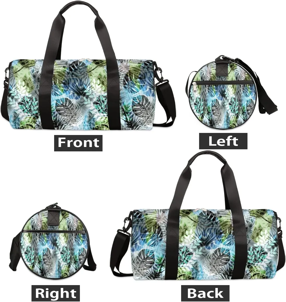 Small Gym Duffel Bags 17.8×9×9 Tropic Palm Leaves Gym Bag for Men Women Overnight Weekender Bag Lightweight Sport Duffle Bag Carry On Gymbag