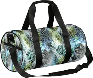Small Gym Duffel Bags 17.8×9×9 Tropic Palm Leaves Gym Bag for Men Women Overnight Weekender Bag Lightweight Sport Duffle Bag Carry On Gymbag
