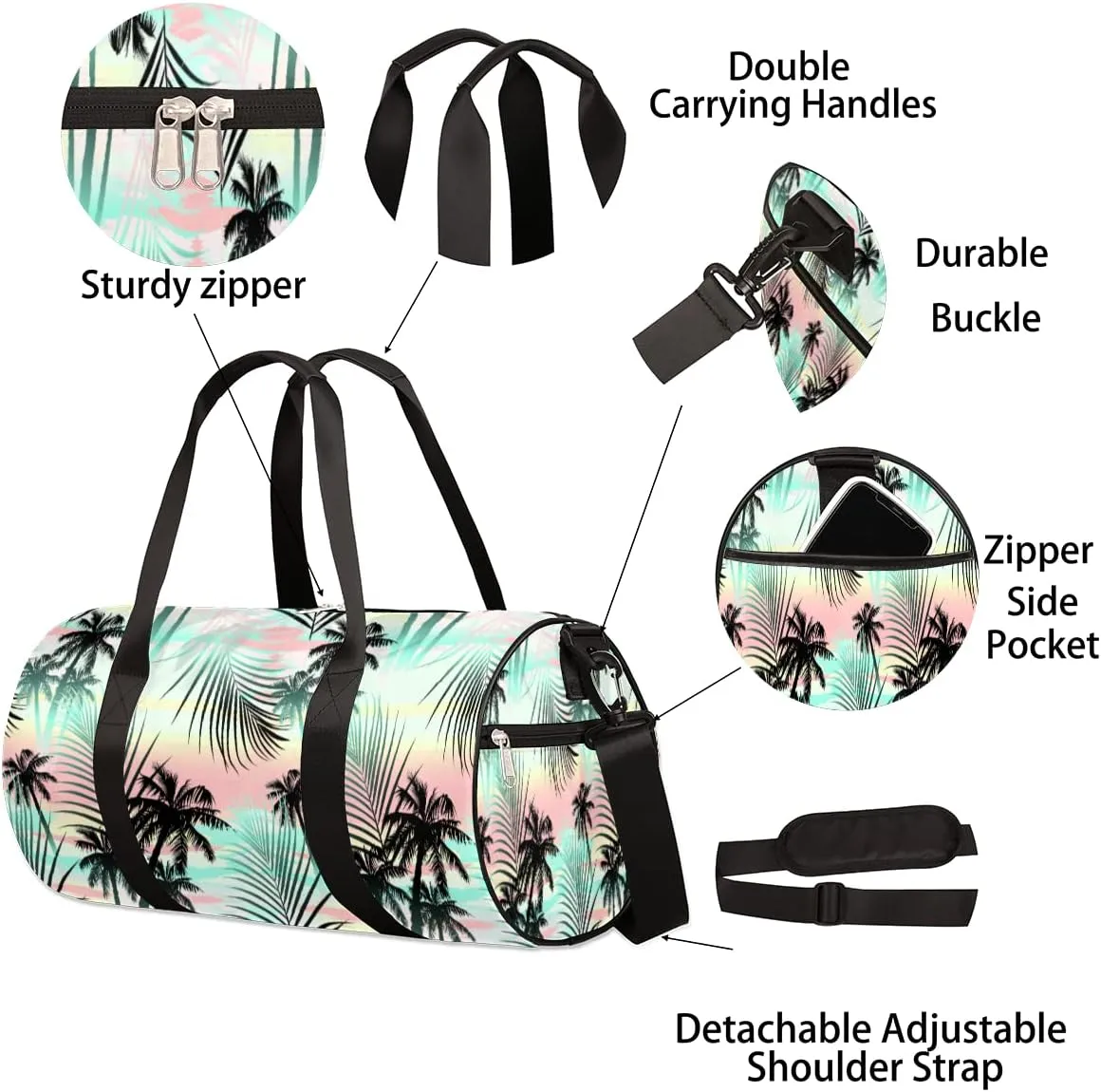 Small Gym Duffel Bags 17.8×9×9 Tropical Gradient Gym Bag for Men Women Overnight Weekender Bag Lightweight Sport Duffle Bag Carry On Gymbag