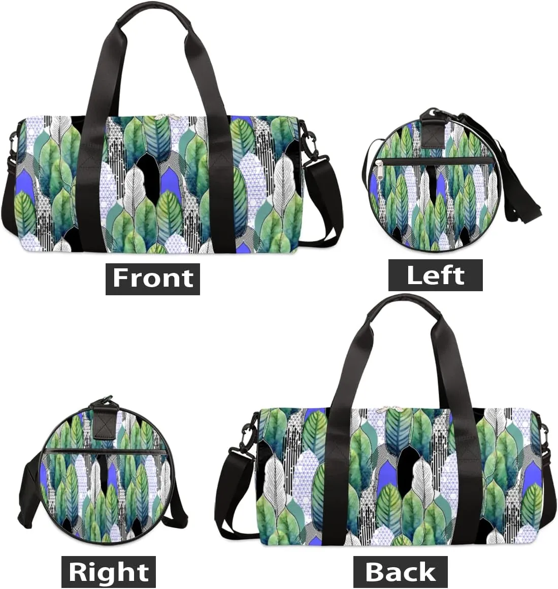 Small Gym Duffel Bags 17.8×9×9 Tropical Leaves Abstract Watercolor Gym Bag for Men Women Overnight Weekender Bag Lightweight Sport Duffle Bag Carry On Gymbag