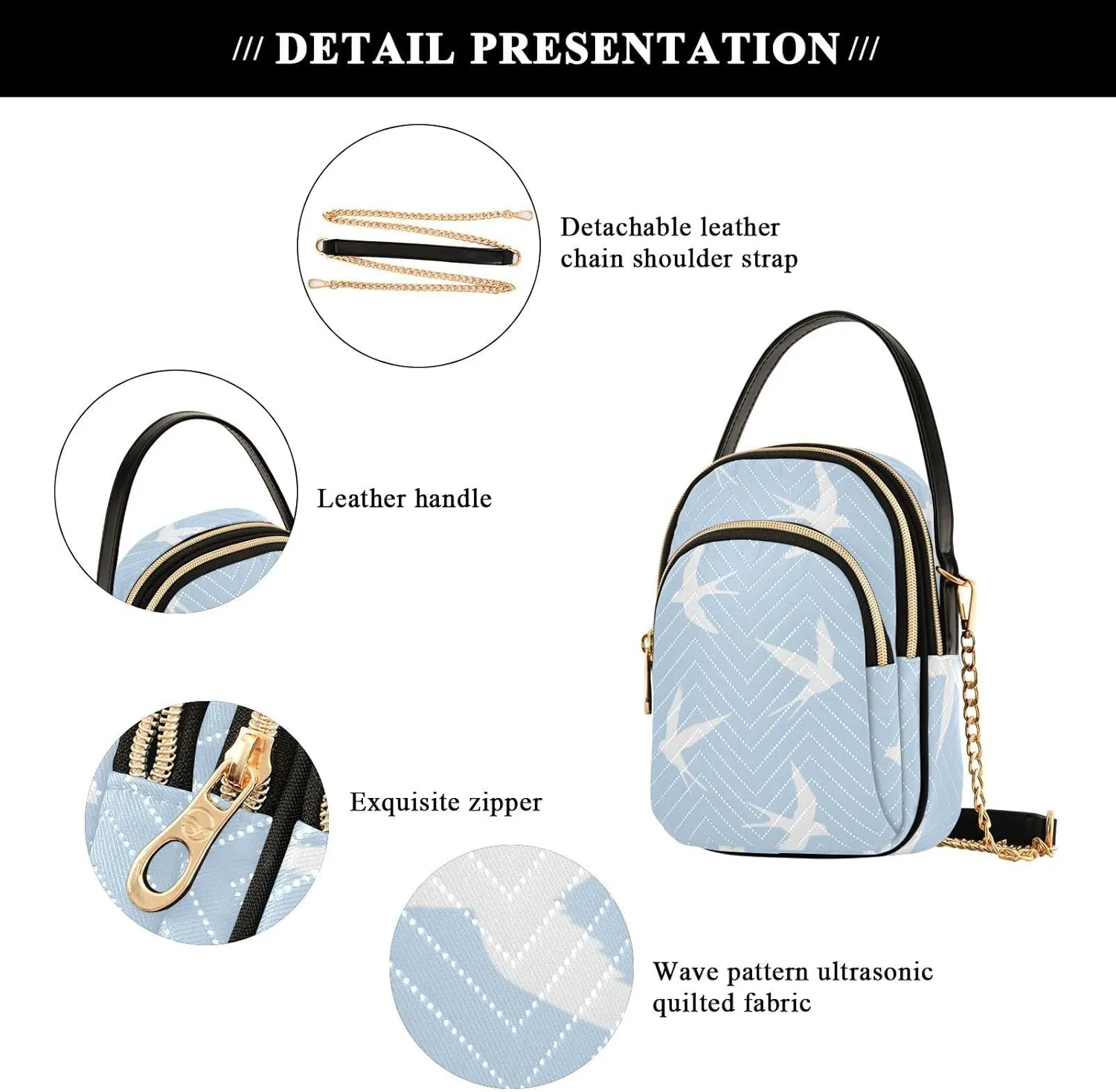 Small Phone Purse Crossbody Cell Phone Purse Phone Wallet Bag with Zipper Pockets Shoulder Strap Handle for Women Daisy