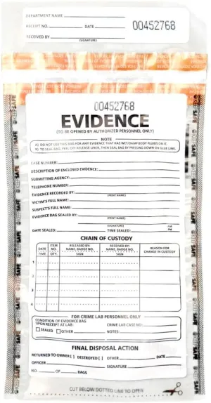Small Plastic Evidence Bag, 6 x 10 inches, 100pk