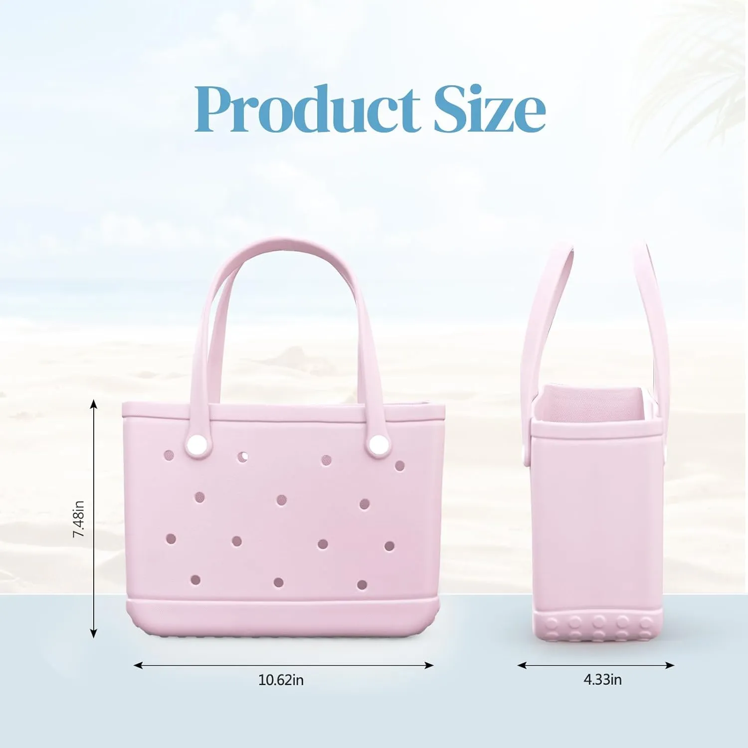 Small Rubber Tote Bag Waterproof Beach Bag Durable Small Rubber Beach Tote Open Handbag for Woman