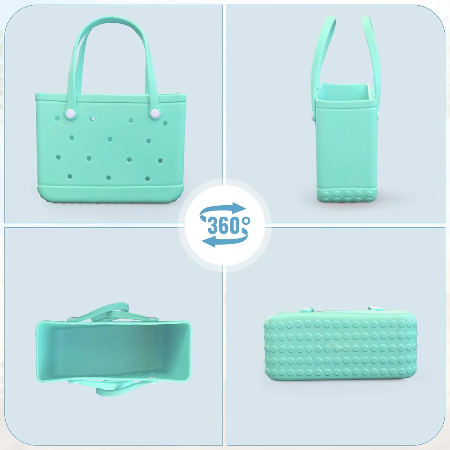 Small Rubber Tote Bag Waterproof Beach Bag Durable Small Rubber Beach Tote Open Handbag for Woman