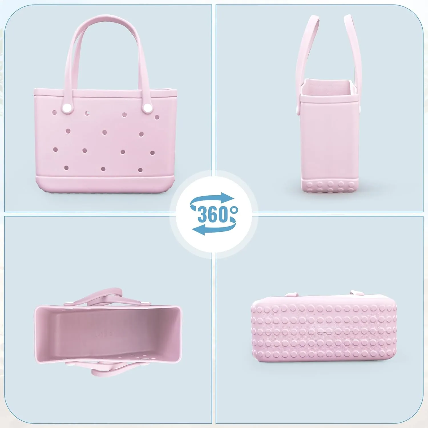 Small Rubber Tote Bag Waterproof Beach Bag Durable Small Rubber Beach Tote Open Handbag for Woman