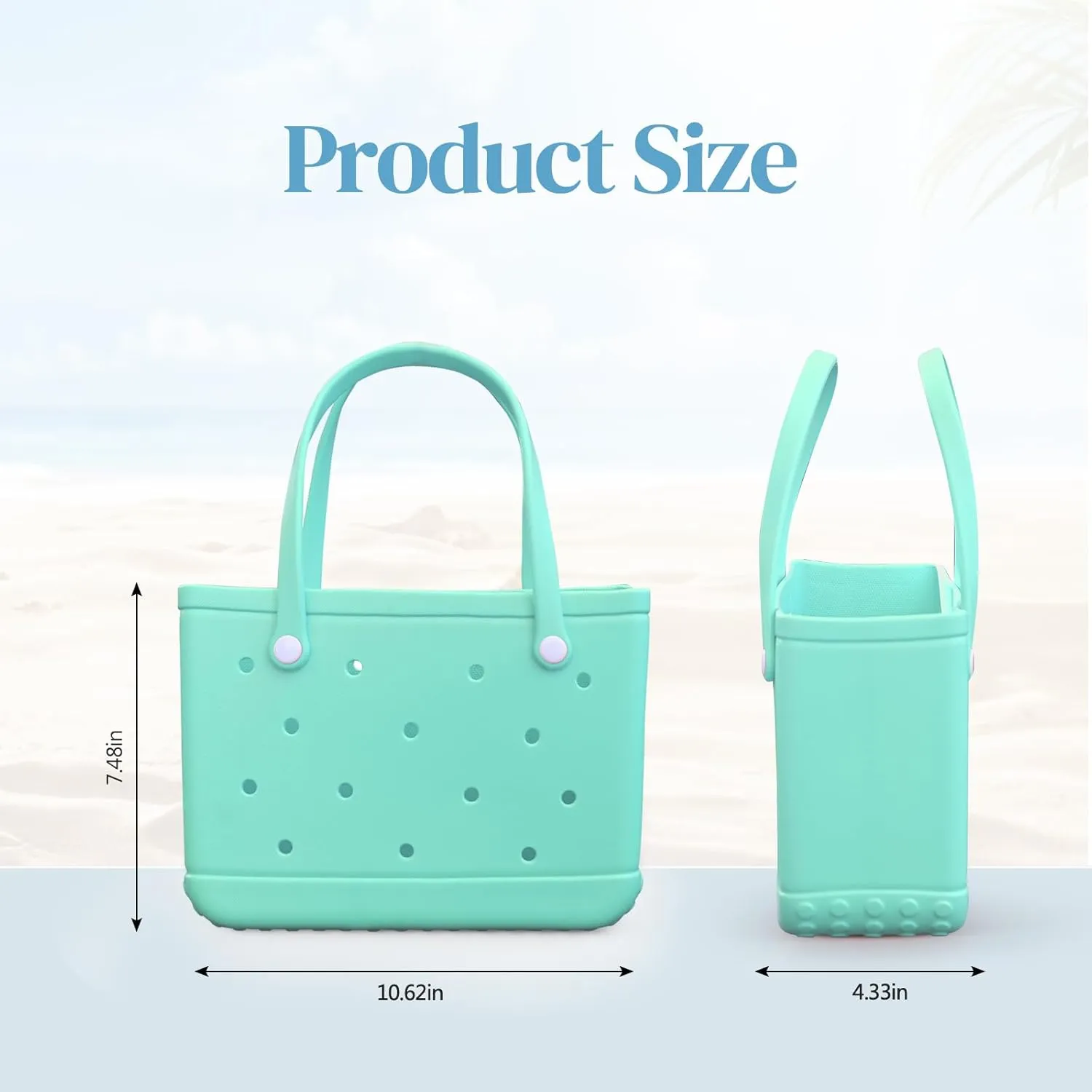 Small Rubber Tote Bag Waterproof Beach Bag Durable Small Rubber Beach Tote Open Handbag for Woman