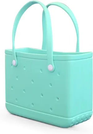 Small Rubber Tote Bag Waterproof Beach Bag Durable Small Rubber Beach Tote Open Handbag for Woman