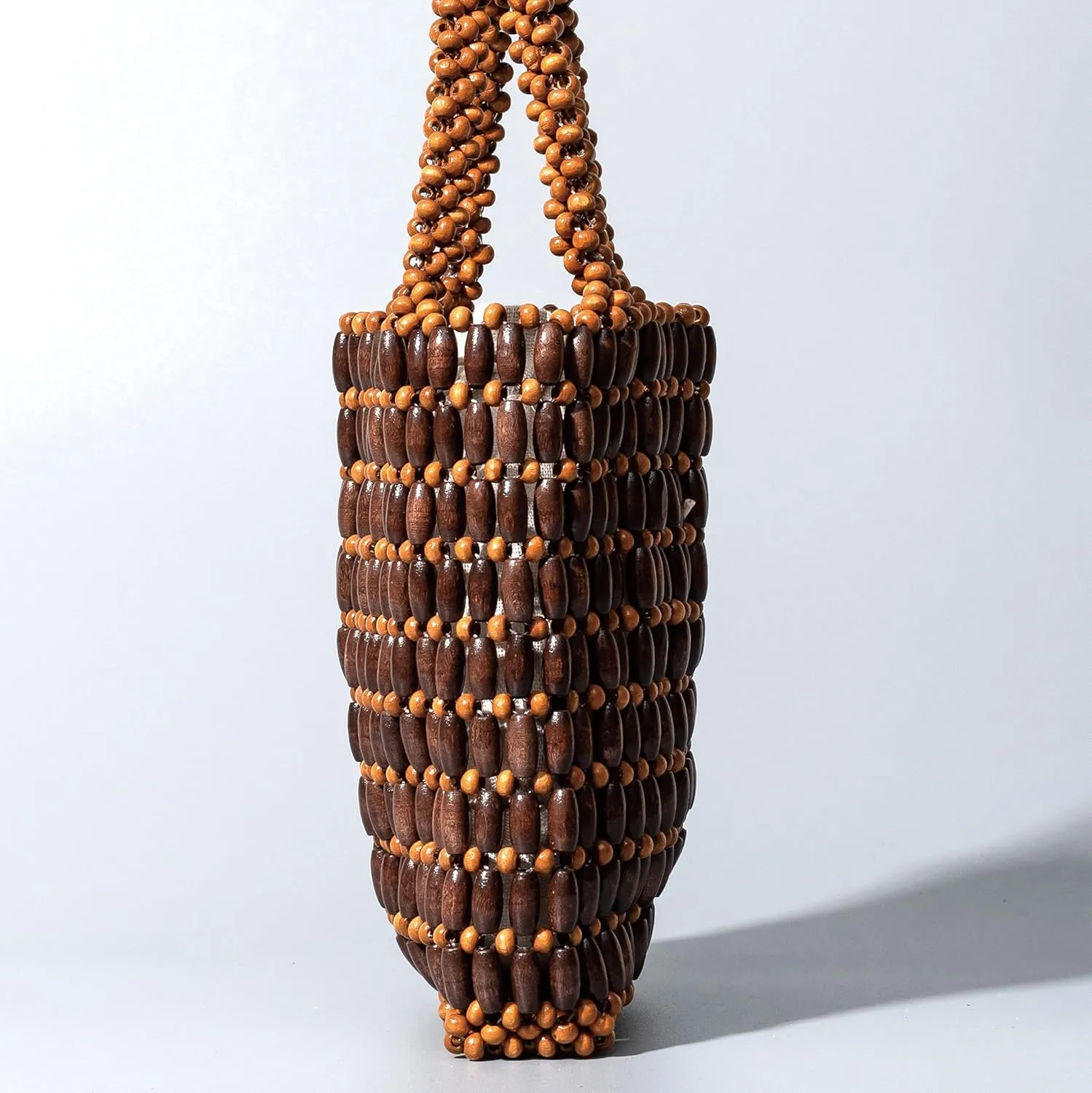 Small Tote Bag Wooden Bead Bag Woven Handbag Clutch Purses for Women