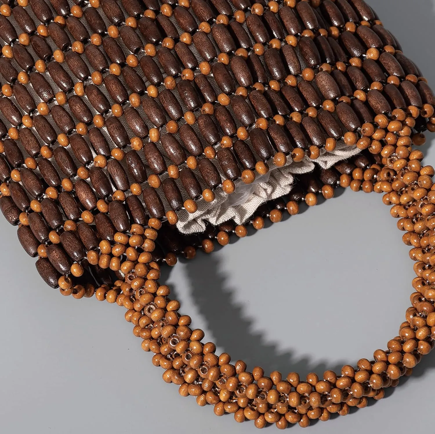 Small Tote Bag Wooden Bead Bag Woven Handbag Clutch Purses for Women