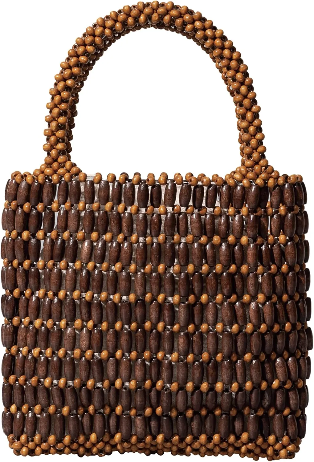 Small Tote Bag Wooden Bead Bag Woven Handbag Clutch Purses for Women