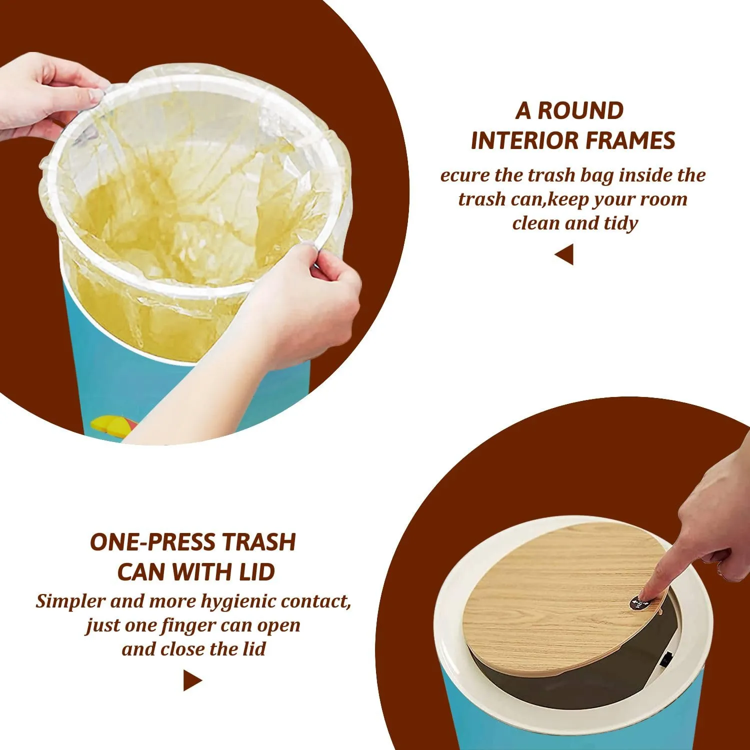 Small Trash Can with Lid Small Retro car Baggage Luggage Beach Equipment roof Fully Packed Garbage Bin Pet Proof Waste Basket for Kitchen Bathroom Office Bedroom Decorative 1.8 Gallon