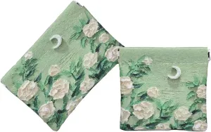 Snap Closure Organizer Pouch,Oil Paint Pattern Leather Big and Small Coin Pouch Holder Set,Portable No Zipper Self-Closing Pocket Cosmetic Bag Squeeze Top, (Roses Under the Moon)