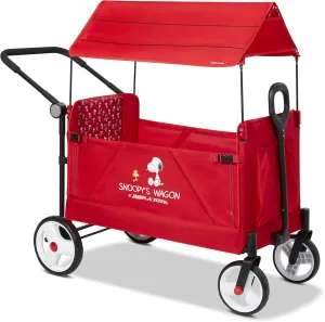 Snoopy Folding Wagon for Pets and Kids by Radio Flyer, for Dogs and Toddlers 1  Years with Sun Canopy