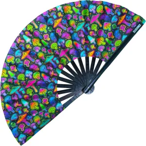 SoJourner Bags Rave Fan - Large Folding Fan - Clack Fan Hand Fan for Raves, Halloween, Burlesque, Rainbow Outfits for Women & Festival Accessories